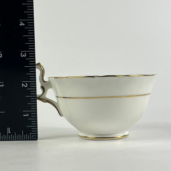 Aynsley England Bone China Teacup Saucer Set Green Gold Floral Pattern 7905 - Picture 10 of 15